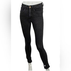 SEZANE Denim High Rise ankle Skinny Jeans in Black Wash Size 25